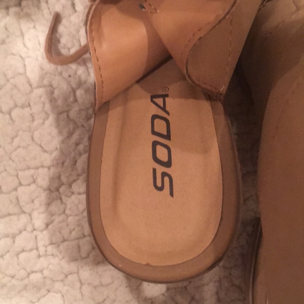 Soda Lace Up Cutout Bootie Peep Toe Heels - Picture 9 of 11